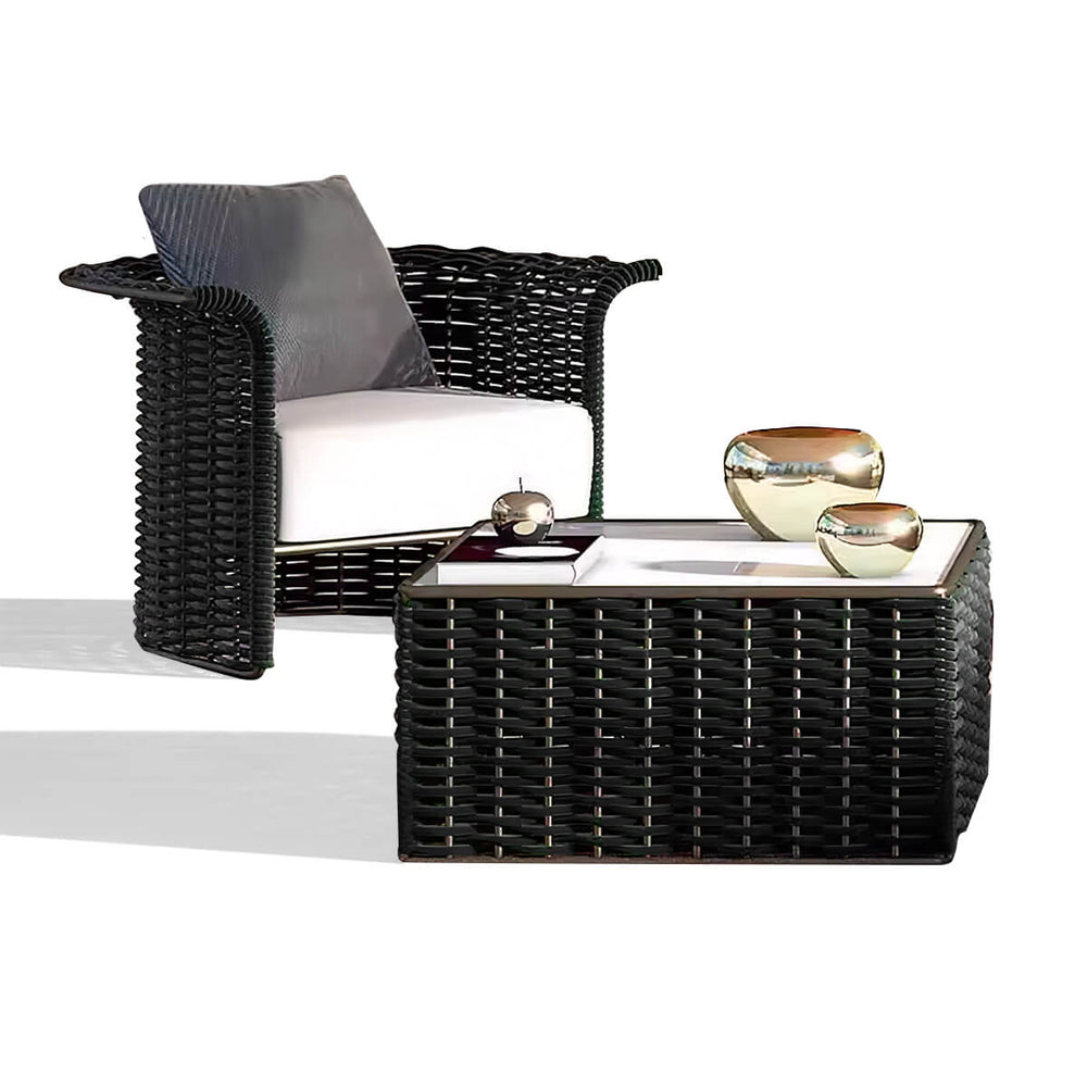 Rattan Outdoor Patio Sofa Set With Footrest and Coffee Table HWZY-2012