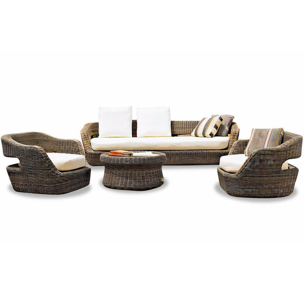 Bamboo Rattan Craft Outdoor Sofa Set With Lounge Bed HWZY-2017