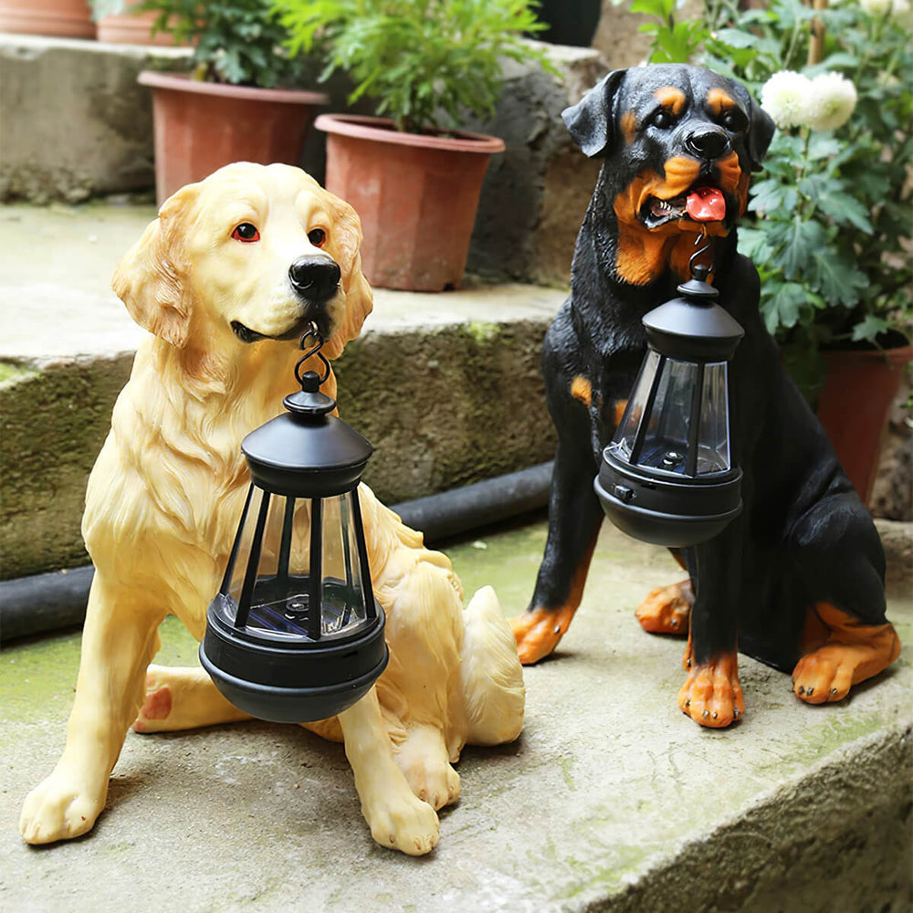 LED Solar Lamp Polyresin Garden Dog Statue