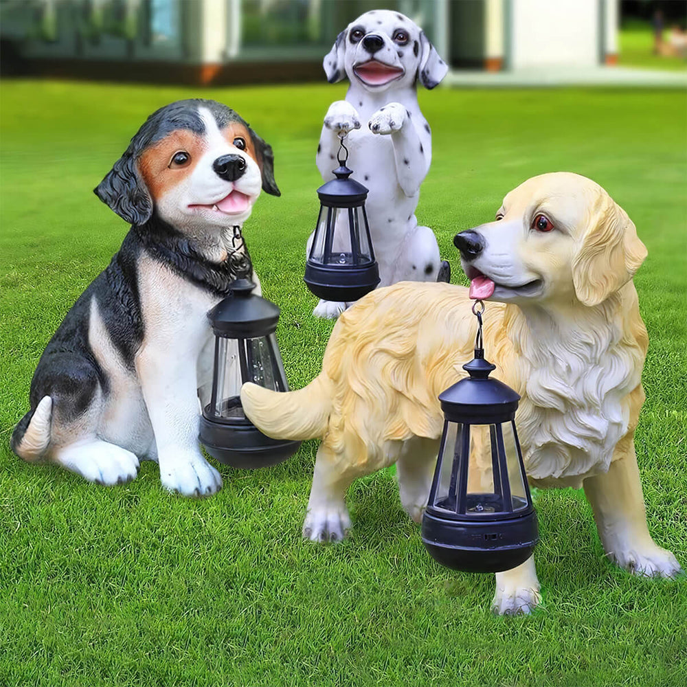 LED Solar Dog Statue Light for Outdoor Garden